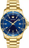 Movado Series 800 Blue Dial Gold Steel Strap Watch For Men - 2600144 Authentic Buy Shop Now
