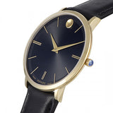 Movado Ultra Slim Black Dial Black Leather Strap Watch For Women - 0607091 Authentic Buy Shop Now