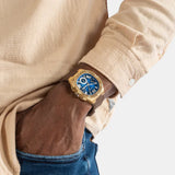 Guess Headline Chronograph Blue Dial Brown Silicone Strap Watch For Men - GW0571G5 Authentic Buy Shop Now
