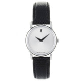 Movado Museum Silver Dial Black Leather Strap Watch For Women - 2100003 Authentic Buy Shop Now