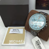 Michael Kors Wren Chronograph Quartz Blue Dial Grey Steel Strap Watch For Women - MK6097 Authentic Buy Shop Now