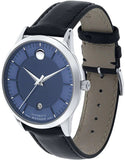 Movado 1881 Automatic Blue Dial Black Leather Strap Watch For Men - 606874 Authentic Buy Shop Now