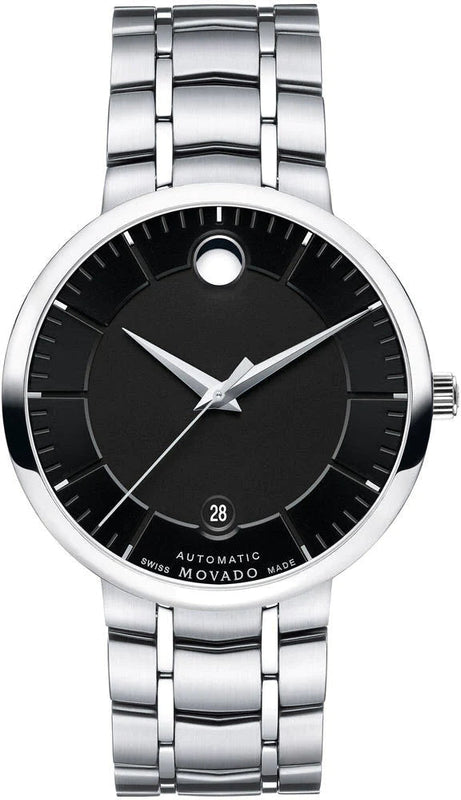 Movado 1881 Automatic Black Dial Silver Steel Strap Watch for Men - 606914 Authentic Buy Shop Now