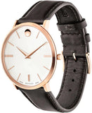 Movado Ultra Slim White Dial Brown Leather Strap Watch For Men - 0607089 Authentic Buy Shop Now