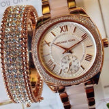 Michael Kors Bryn Rose Gold Dial Two Tone Steel Strap Watch for Women - MK6135 Authentic Buy Shop Now