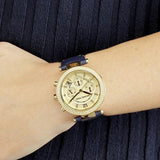 Michael Kors Parker Gold Dial Blue Leather Strap Watch for Women - MK2280 Authentic Buy Shop Now