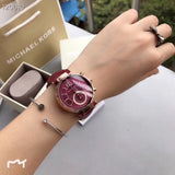 Michael Kors Sawyer Maroon Dial Maroon Leather Strap Watch for Women - MK2426 Authentic Buy Shop Now