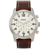 Fossil Pilot Chronograph White Dial Brown Leather Strap Watch for Men - FS5146 Authentic Buy Shop Now