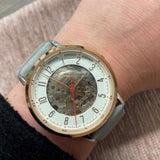 Fossil Vintage Muse Automatic Skeleton White Dial Grey Leather Strap Watch for Women - ME3131 Authentic Buy Shop Now