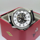 Fossil Grant Automatic Skeleton White Dial Black Leather Strap Watch for Men - ME3101 Authentic Buy Shop Now