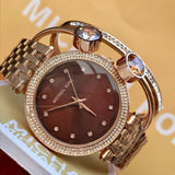 Michael Kors Darci Brown Dial Rose Gold Stainless Steel Strap Watch for Women - MK3217 Authentic Buy Shop Now