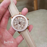 Burberry The City Chronograph Rose Gold Dial Beige Leather Strap Watch For Women - BU9702 Authentic Buy Shop Now