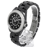 Chanel J12 Diamonds Ceramic Black Dial Black Steel Strap Watch for Women - J12 H3108 Authentic Buy Shop Now