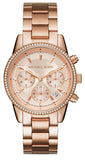 Michael Kors Ritz Chronograph Rose Gold Dial Rose Gold Steel Strap Watch for Women - MK6357 Authentic Buy Shop Now