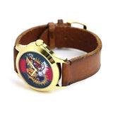 Gucci Le Marche Des Merveilles Red & Green Dial Brown Leather Strap Unisex Watch - YA126497 Authentic Buy Shop Now