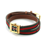 Gucci G-Frame Multicolored Dial Two Tone Nylon Strap Watch For Women - YA128527 Authentic Buy Shop Now