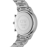 Daniel Wellington Iconic Chronograph Link Blue Dial Silver Steel Strap Watch For Men - DW00100644 Authentic Buy Shop Now