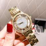 Guess Analog Diamonds Silver Dial Gold Steel Strap Watch For Women - W1013l2 Authentic Buy Shop Now