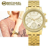 Michael Kors Runway Chronograph Gold Dial Gold Steel Strap Watch For Women - MK5698 Authentic Buy Shop Now