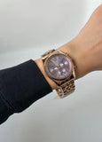Michael Kors Lexington Purple Dial Rose Gold Steel Strap Watch For Women - MK6207 Authentic Buy Shop Now