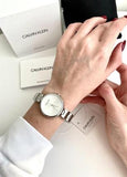 Calvin Klein Minimal White Dial Silver Mesh Bracelet Watch for Women - K3M5215X Authentic Buy Shop Now