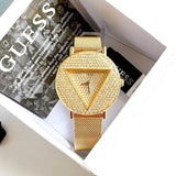 Guess Iconic Diamonds Gold Dial Gold Mesh Bracelet Watch For Women - GW0477L2 Authentic Buy Shop Now