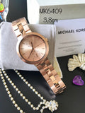 Michael Kors Garner Quartz Rose Gold Dial Rose Gold Steel Strap Watch For Women - MK6409 Authentic Buy Shop Now