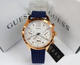 Guess Marina Multifunction White Dial Blue Rubber Strap Watch for Women - W1025L4 Authentic Buy Shop Now