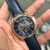 Fossil Grant Mechanical Blue Dial Blue Leather Strap Watch for Men - ME3054 Authentic Buy Shop Now