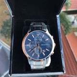 Emporio Armani Renato Chronograph Blue Dial Two Tone Steel Strap Watch For Men - AR80025 Authentic Buy Shop Now