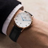 Daniel Wellington Classic Sheffield White Dial Black Leather Strap Watch For Men - DW00100084 Authentic Buy Shop Now