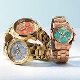 Guess Mini Sunrise Quartz Analog Orange Dial Gold Steel Strap Watch For Women - W0448L7 Authentic Buy Shop Now