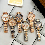 Michael Kors Ritz Chronograph Rose Gold Dial Rose Gold Steel Strap Watch For Women - MK7302 Authentic Buy Shop Now