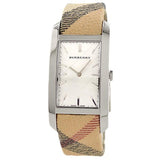 Burberry The Pioneer Silver Dial Haymarket Beige Leather Strap Watch for Women - BU9406 Authentic Buy Shop Now