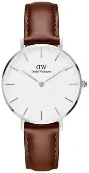 Daniel Wellington Classic Petite St Mawes White Dial Brown Leather Strap Watch For Women - DW00100187 Authentic Buy Shop Now
