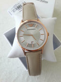 Emporio Armani Classic Quartz Silver Dial Beige Leather Strap Watch For Men - AR2464 Authentic Buy Shop Now
