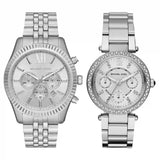 Michael Kors Lexington Chronograph Silver Dial Silver Steel Strap Watch For Men - MK8789 Authentic Buy Shop Now