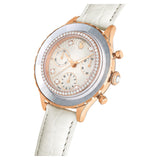 Swarovski Octea Chrono Crystals White Dial White Leather Strap Watch for Women - 5671150 Authentic Buy Shop Now
