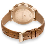 Swarovski Octea Lux Chrono Brown Gold Dial Brown Leather Strap Watch for Women - 5632260 Authentic Buy Shop Now