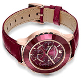 Swarovski Octea Lux Chrono Red Dial Red Leather Strap Watch for Women - 5547642 Authentic Buy Shop Now
