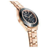 Swarovski Octea Lux Sport Chronograph Black Dial Rose Gold Steel Strap Watch for Women - 5610478 Authentic Buy Shop Now