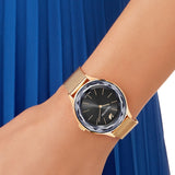 Swarovski Octea Nova Black Dial Rose Gold Mesh Bracelet Watch for Women - 5430424 Authentic Buy Shop Now