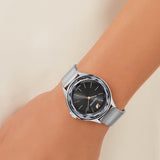Swarovski Octea Nova Black Dial Silver Mesh Bracelet Watch for Women - 5430420 Authentic Buy Shop Now
