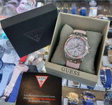 Guess Limelight Quartz Diamonds Pink Dial Pink Denim Strap Watch For Women - W0775l15 Authentic Buy Shop Now