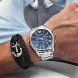Emporio Armani Chronograph Quartz Blue Dial Silver Steel Strap Watch For Men - AR11082 Authentic Buy Shop Now