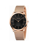 Calvin Klein Minimal Black Dial Rose Gold Mesh Bracelet Watch for Men - K3M2162Y Authentic Buy Shop Now