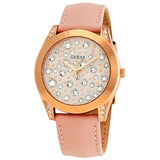 Guess Wonderlust Beige Dial Pink Leather Strap Watch for Women - W1065L1 Authentic Buy Shop Now
