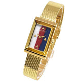 Gucci G-Frame Mother of Pearl Dial Yellow Gold Mesh Bracelet Watch For Women - YA147410 Authentic Buy Shop Now