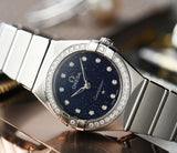Omega Constellation Manhattan Quartz Diamonds Blue Dial Silver Steel Strap Watch for Women - 131.15.25.60.53.001 Authentic Buy Shop Now
