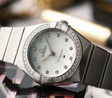 Omega Constellation Manhattan Quartz Diamonds Mother of Pearl Dial Silver Steel Strap Watch for Women - 131.15.25.60.55.001 Authentic Buy Shop Now